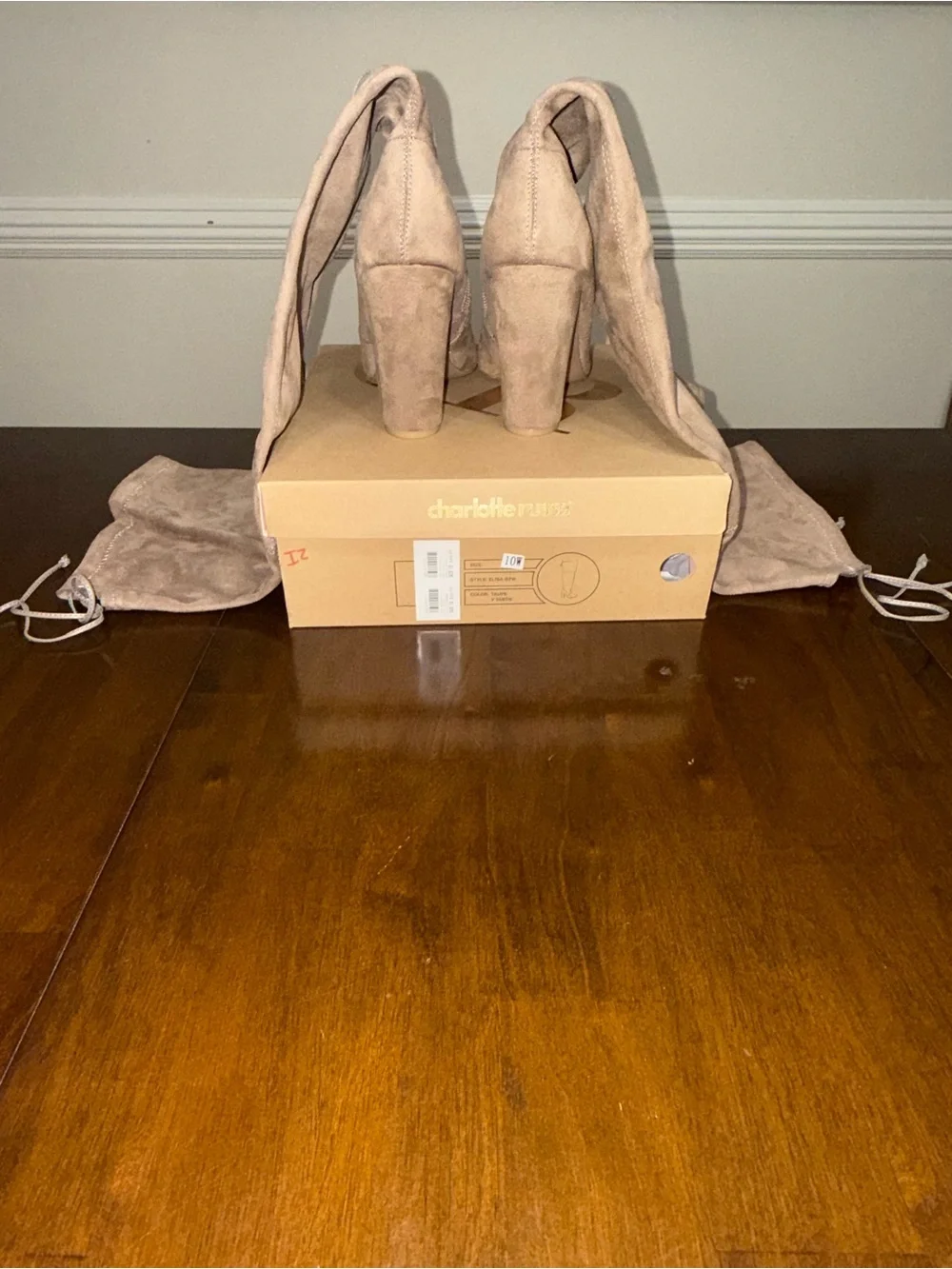Charlotte Russe Elisa Taupe Over The Knee Boots Size 10W